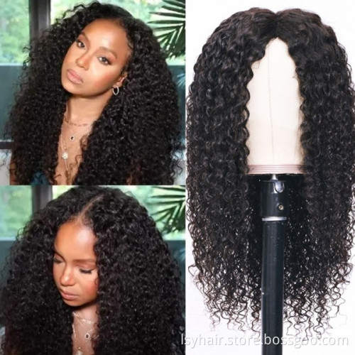 HotSell Glueless V Part 0 Skill Needed Wig Beginner Friendly Natural Scalp Curly Human Hair Upgrade U part Wig Without Leave out